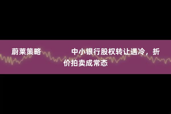 蔚莱策略               中小银行股权转让遇冷，折价拍卖成常态