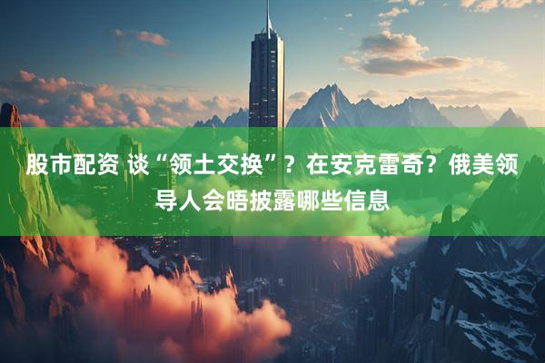 股市配资 谈“领土交换”？在安克雷奇？俄美领导人会晤披露哪些信息
