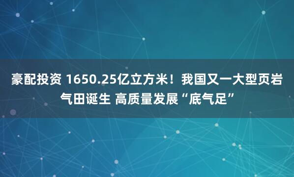 豪配投资 1650.25亿立方米！我国又一大型页岩气田诞生 高质量发展“底气足”